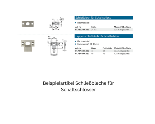 Schließblech für Hakenschwenkriegel - einseitig versetzt